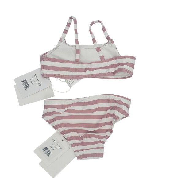 Andie Swim Kids Bikini Set Toddler Girls' Size 2T Pink Rose Stripe Summer Wear - Picture 2 of 13